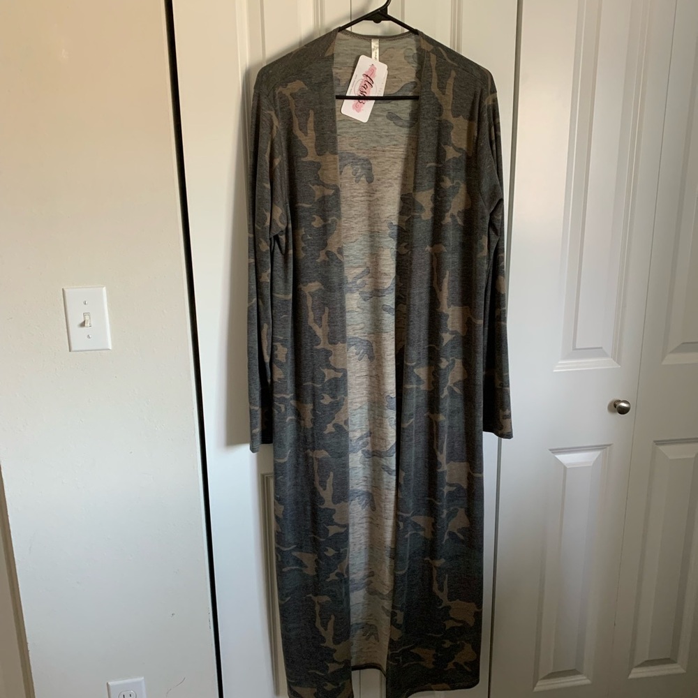 Magic Fit Camouflage Open-Front Longline Cardigan